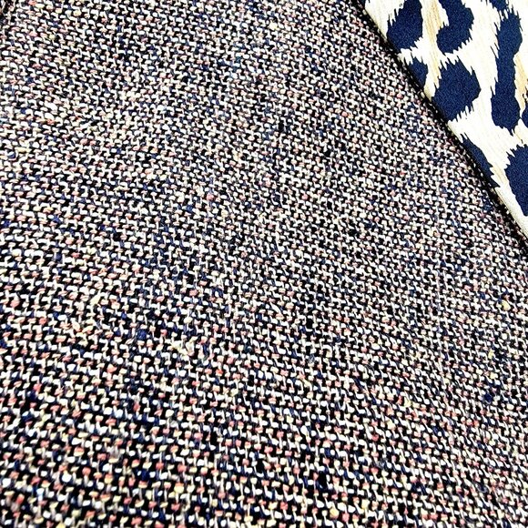 Vintage Silk Womens Tweed Blazer With Leopard Print Lapel & Cuffs - Picture 9 of 13